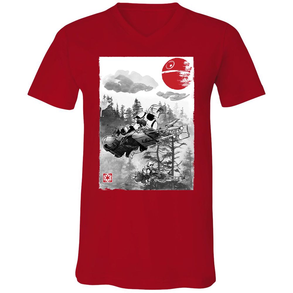 Unisex V-Neck T-Shirt - 8CV4PQEN - Red - 3