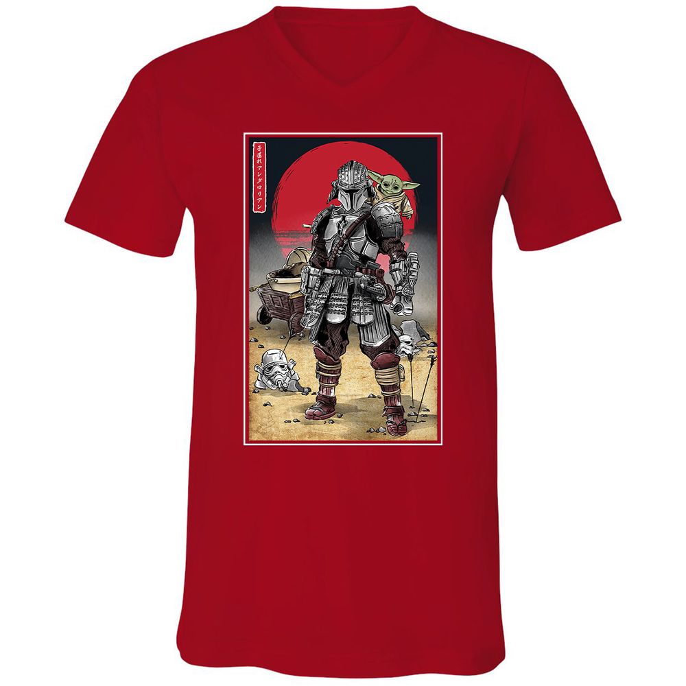 Unisex V-Neck T-Shirt - KEJKCCFN - Red - 3