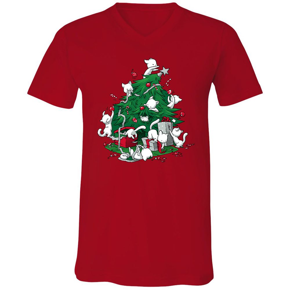 Unisex V-Neck T-Shirt - QZ5ZDD4R - Red - 3