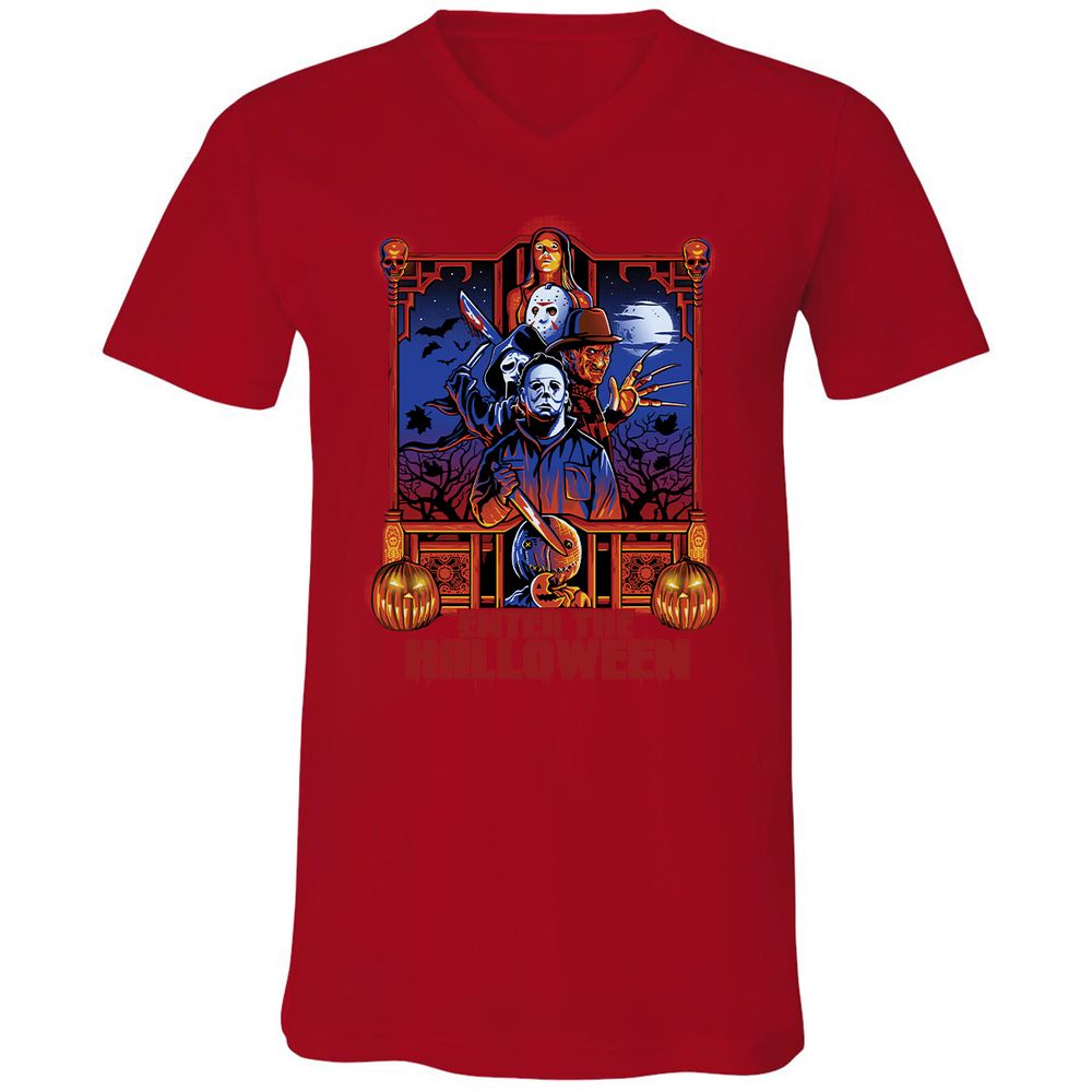 Unisex V-Neck T-Shirt - AH7LAV4Y - Red - 3