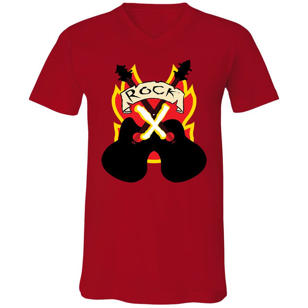 Unisex V-Neck T-Shirt - QAJMSDKZ - Red - 3