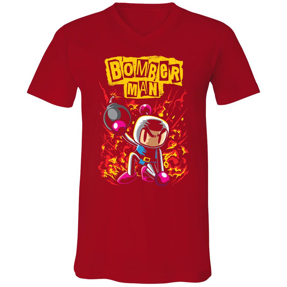 Unisex V-Neck T-Shirt - 7Q7M147A - Red - 3