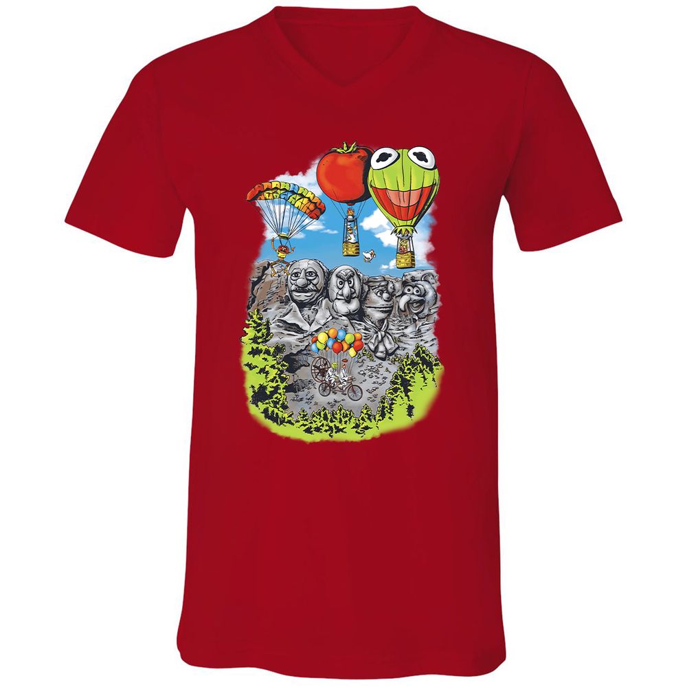 Unisex V-Neck T-Shirt - B6W3USD2 - Red - 3