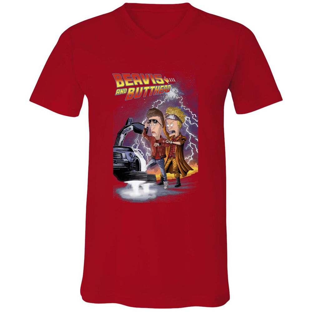 Unisex V-Neck T-Shirt - 7FZCWPUA - Red - 3