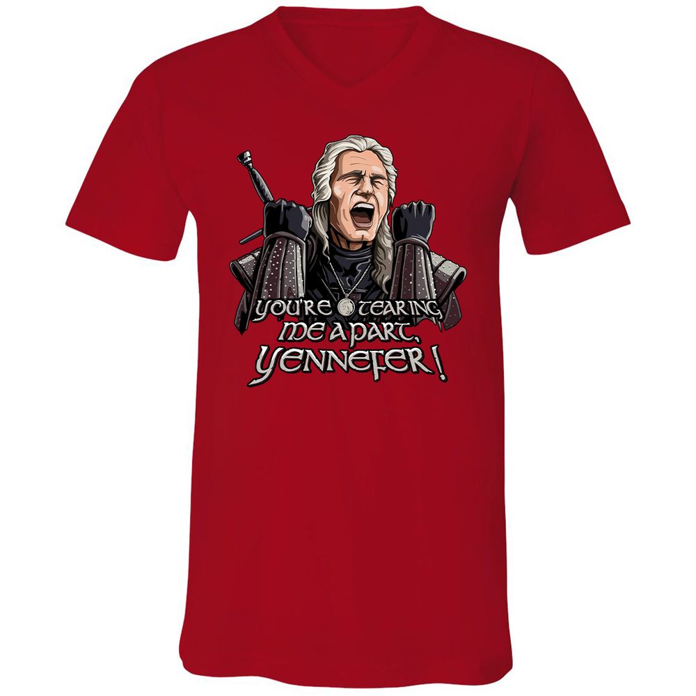 Unisex V-Neck T-Shirt - S56W49CW - Red - 3