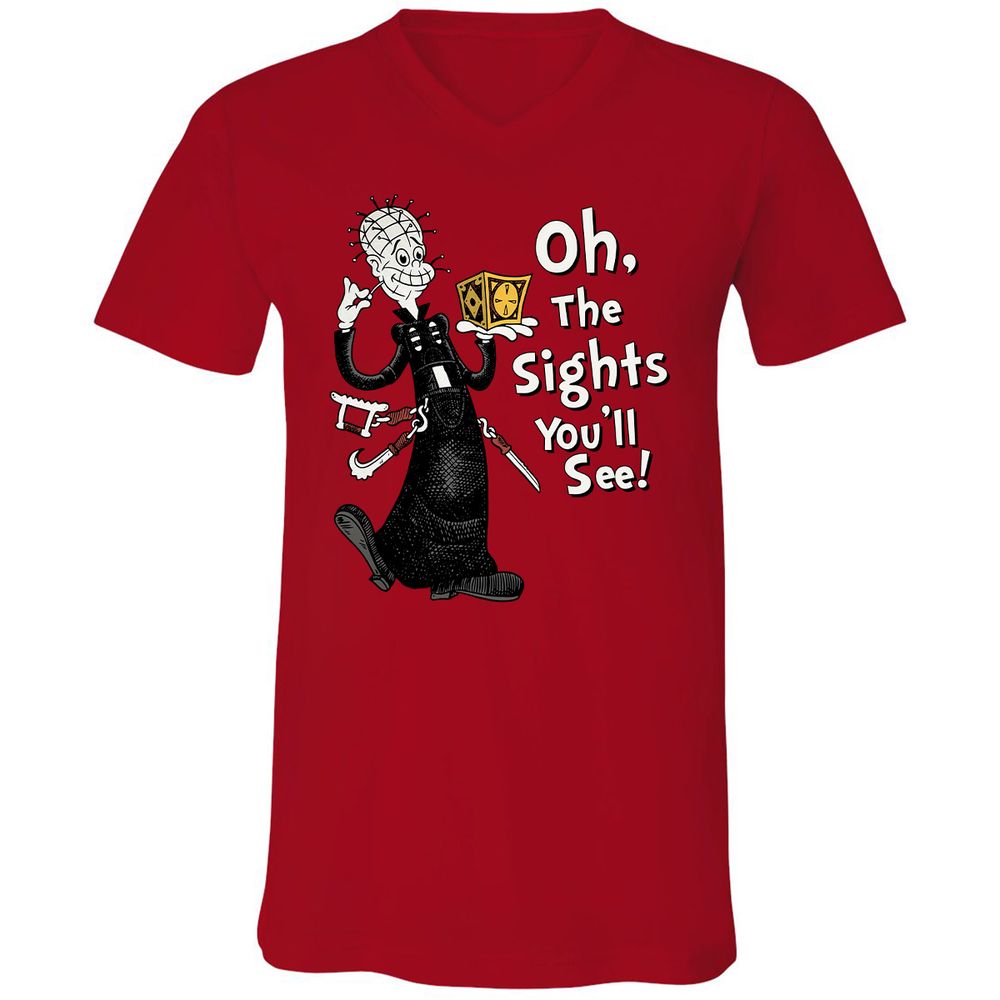 Unisex V-Neck T-Shirt - 8AATKQXT - Red - 3