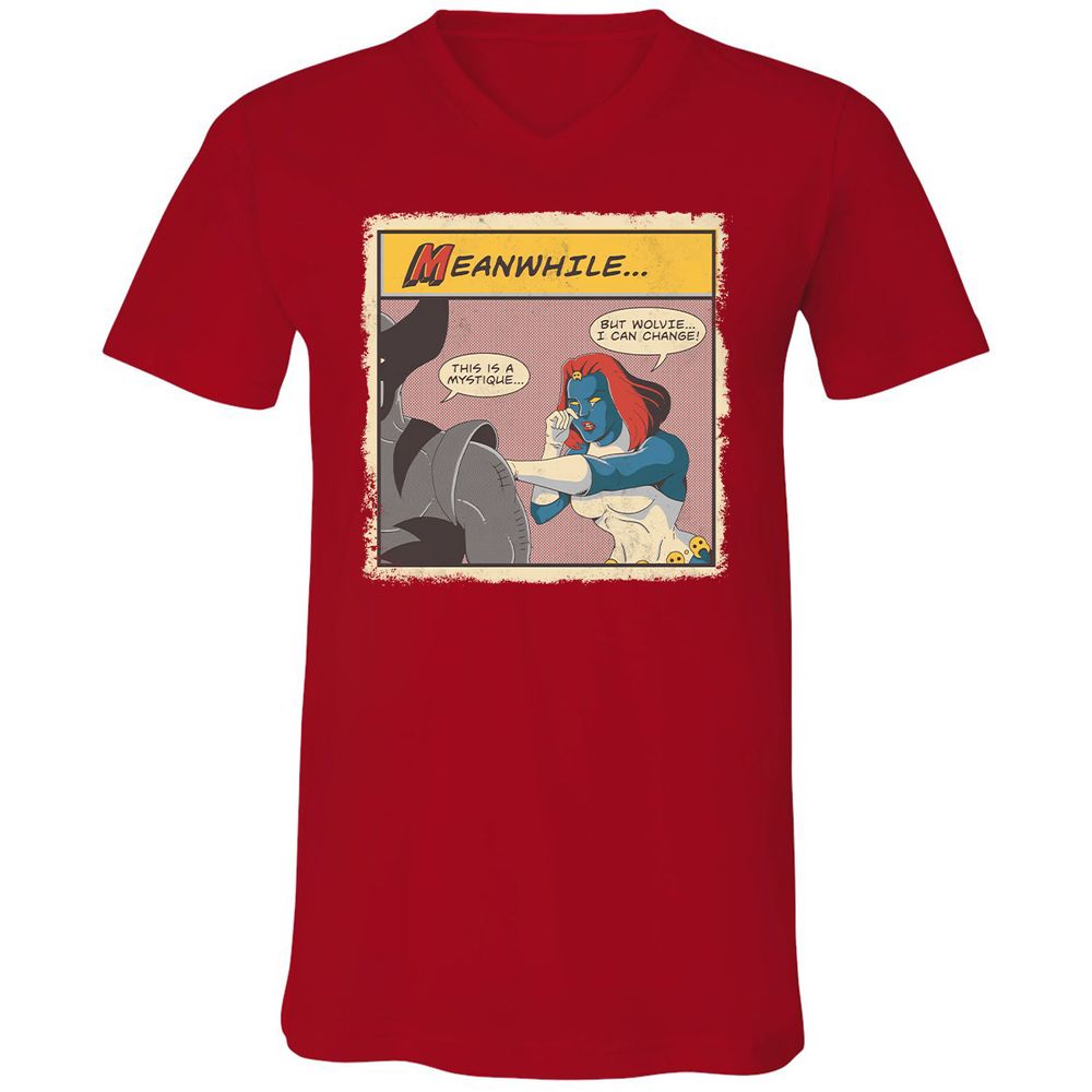 Unisex V-Neck T-Shirt - G4EKGYDR - Red - 3