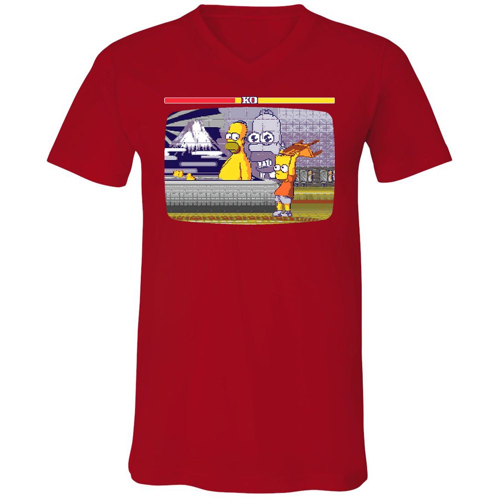 Unisex V-Neck T-Shirt - EF6UCR3M - Red - 3