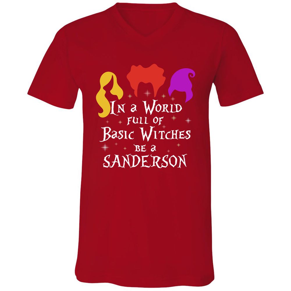 Unisex V-Neck T-Shirt - HUSEQHXB - Red - 3