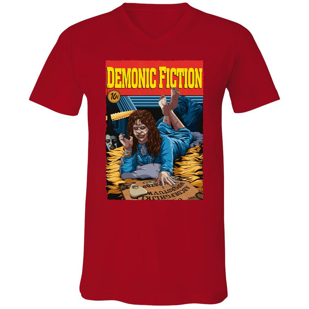 Unisex V-Neck T-Shirt - L3DKFL9Y - Red - 3