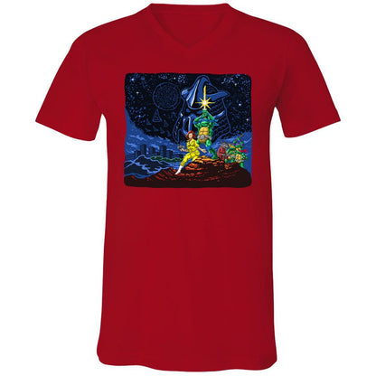 Unisex V-Neck T-Shirt - 9D8XMWLG - Red - 3