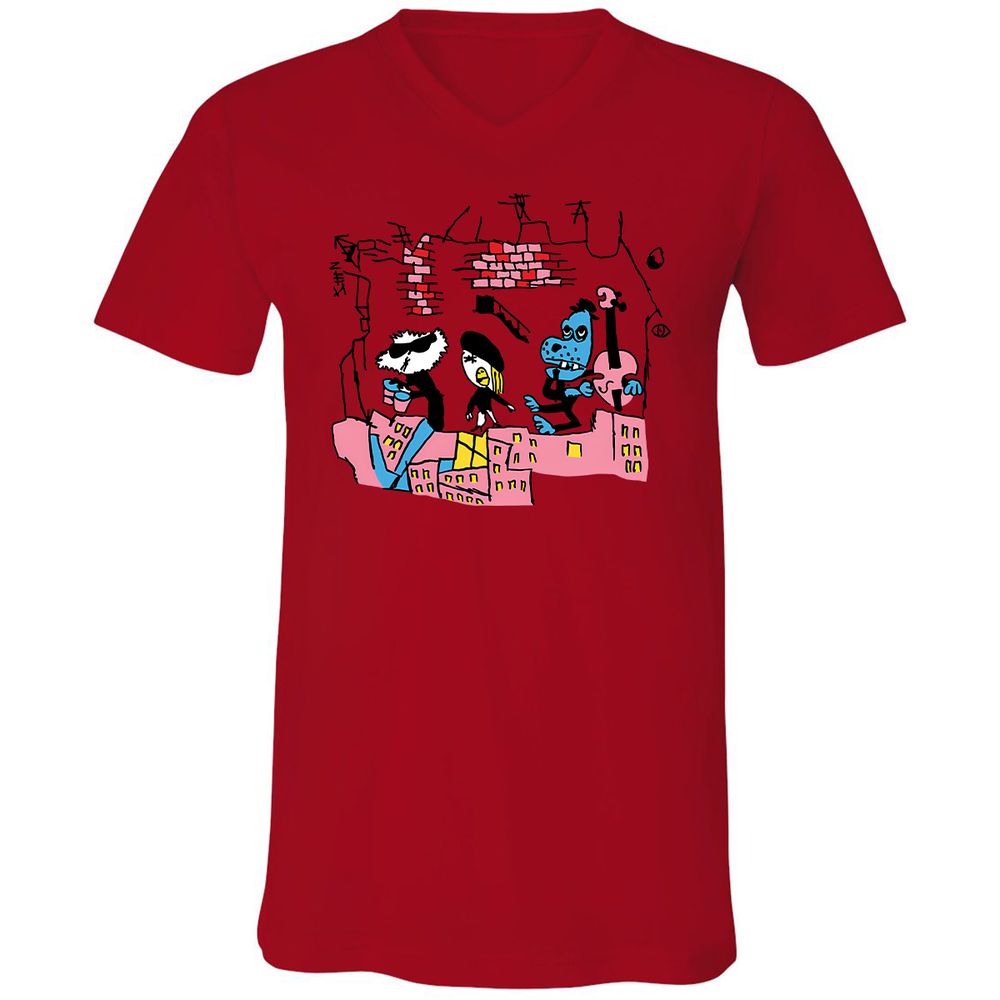 Unisex V-Neck T-Shirt - 33CYGVP8 - Red - 3