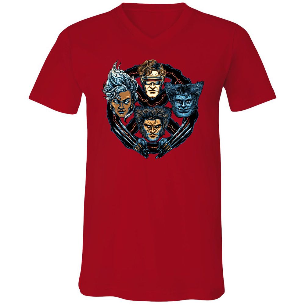 Unisex V-Neck T-Shirt - FM3ZVYML - Red - 3