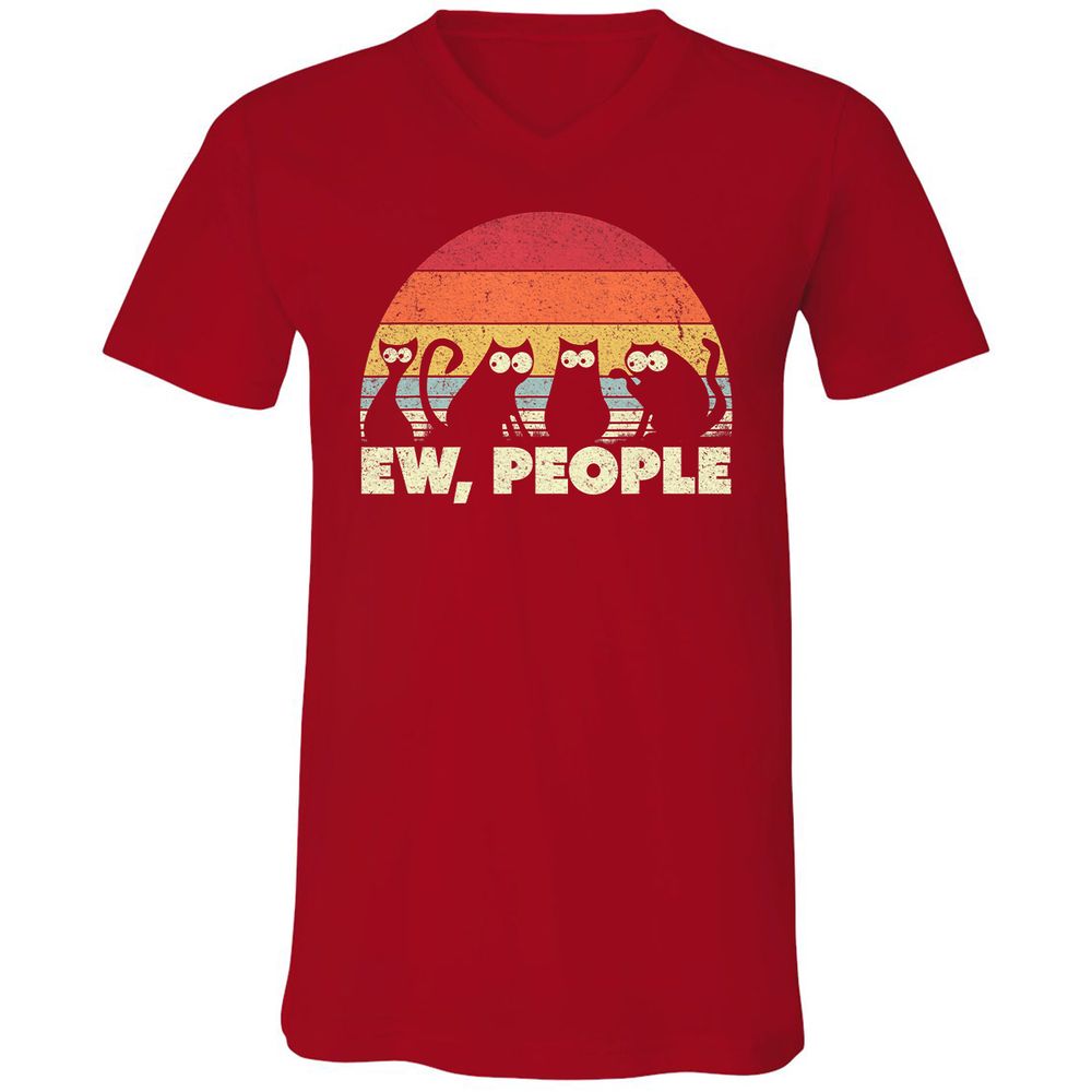 Unisex V-Neck T-Shirt - QCR5CSGQ - Red - 3