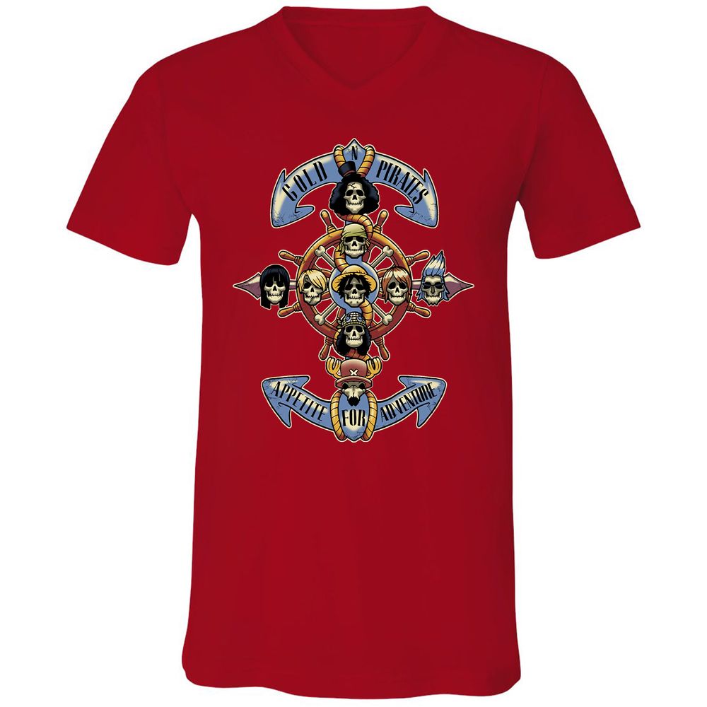 Unisex V-Neck T-Shirt - NPJ5LTPQ - Red - 3