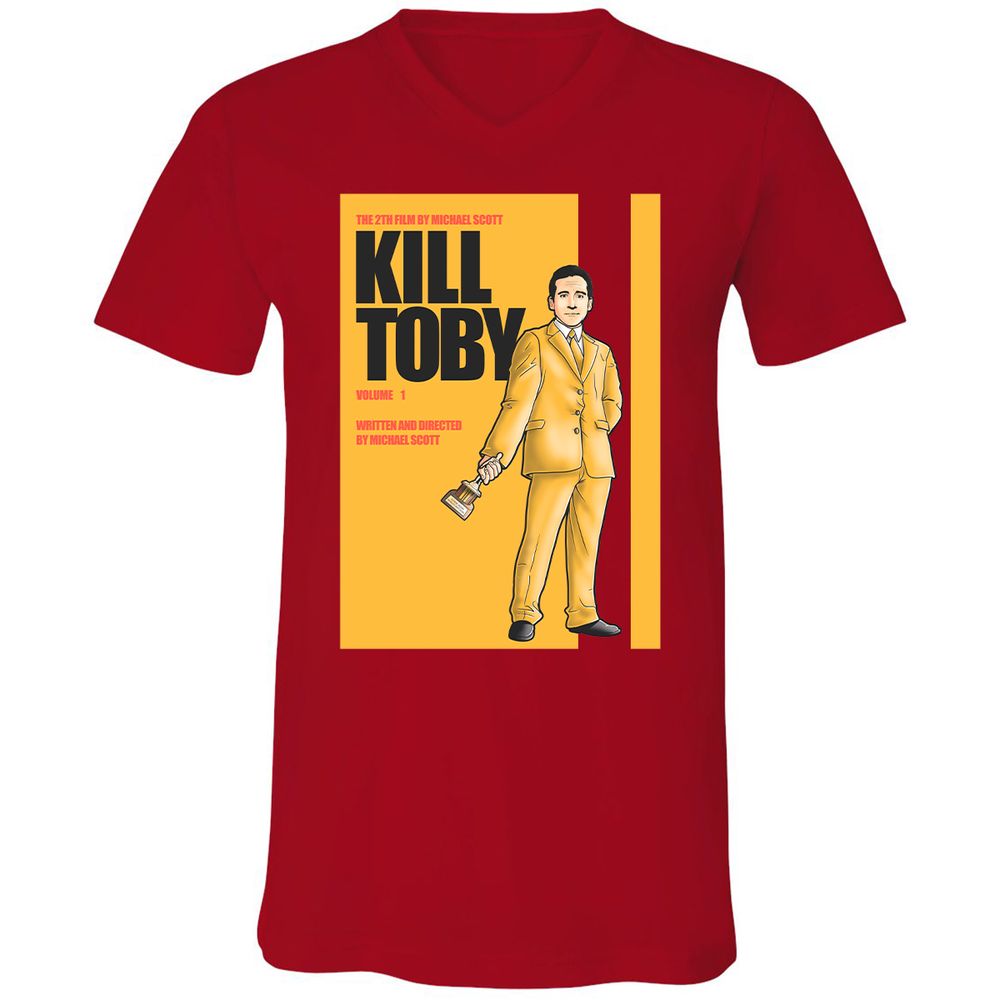 Unisex V-Neck T-Shirt - DFE1HZ8K - Red - 3