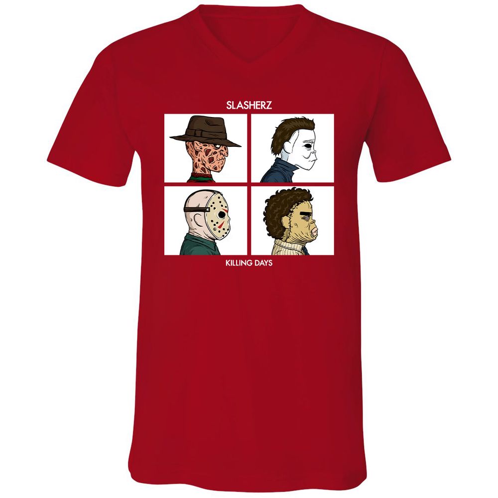 Unisex V-Neck T-Shirt - D9KU5CVK - Red - 3