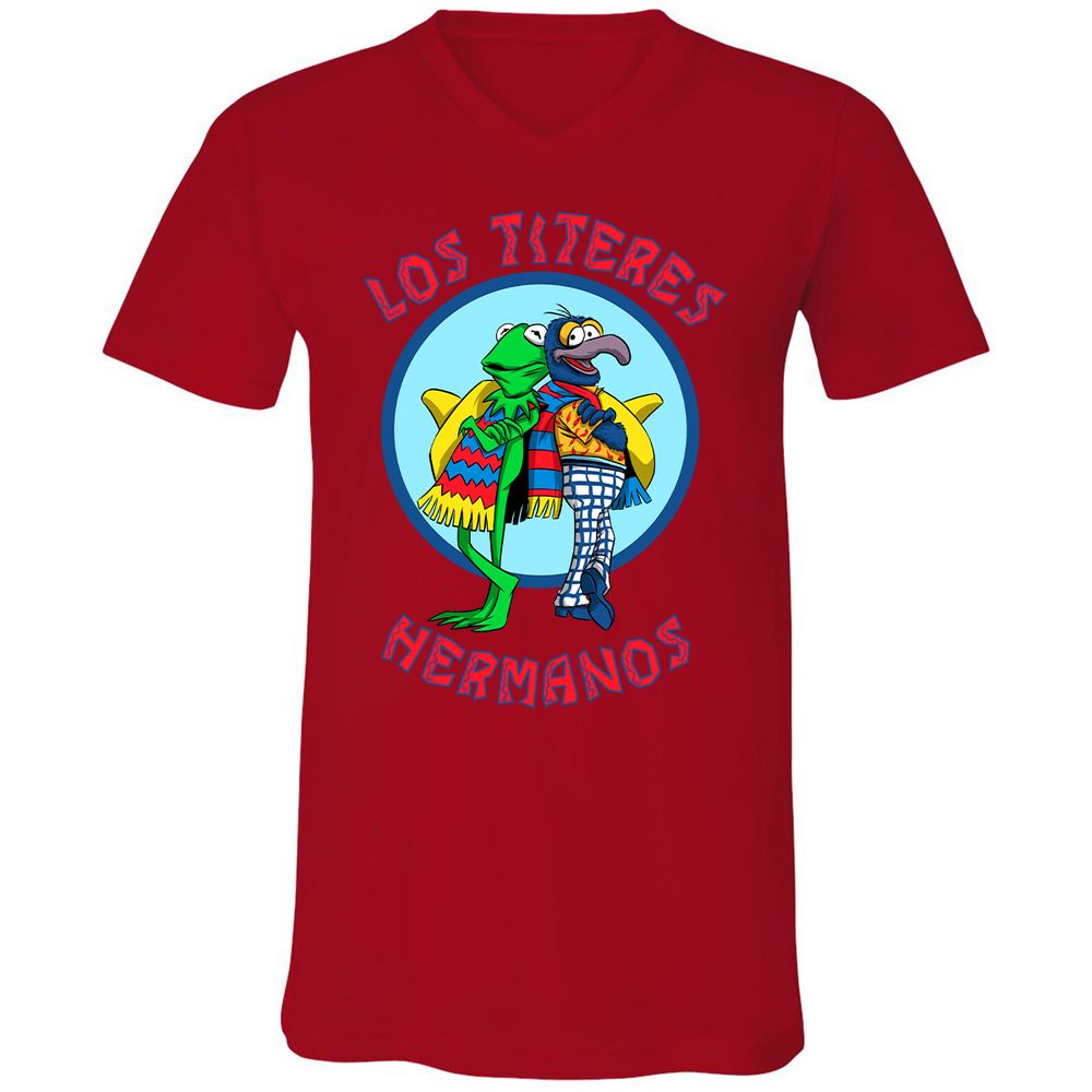 Unisex V-Neck T-Shirt - E2VS5W9B - Red - 3