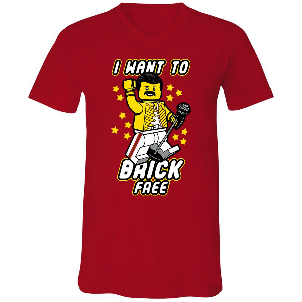 Unisex V-Neck T-Shirt - N4878JZB - Red - 3