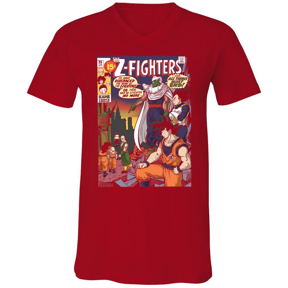 Unisex V-Neck T-Shirt - 8SUQC3H9 - Red - 3