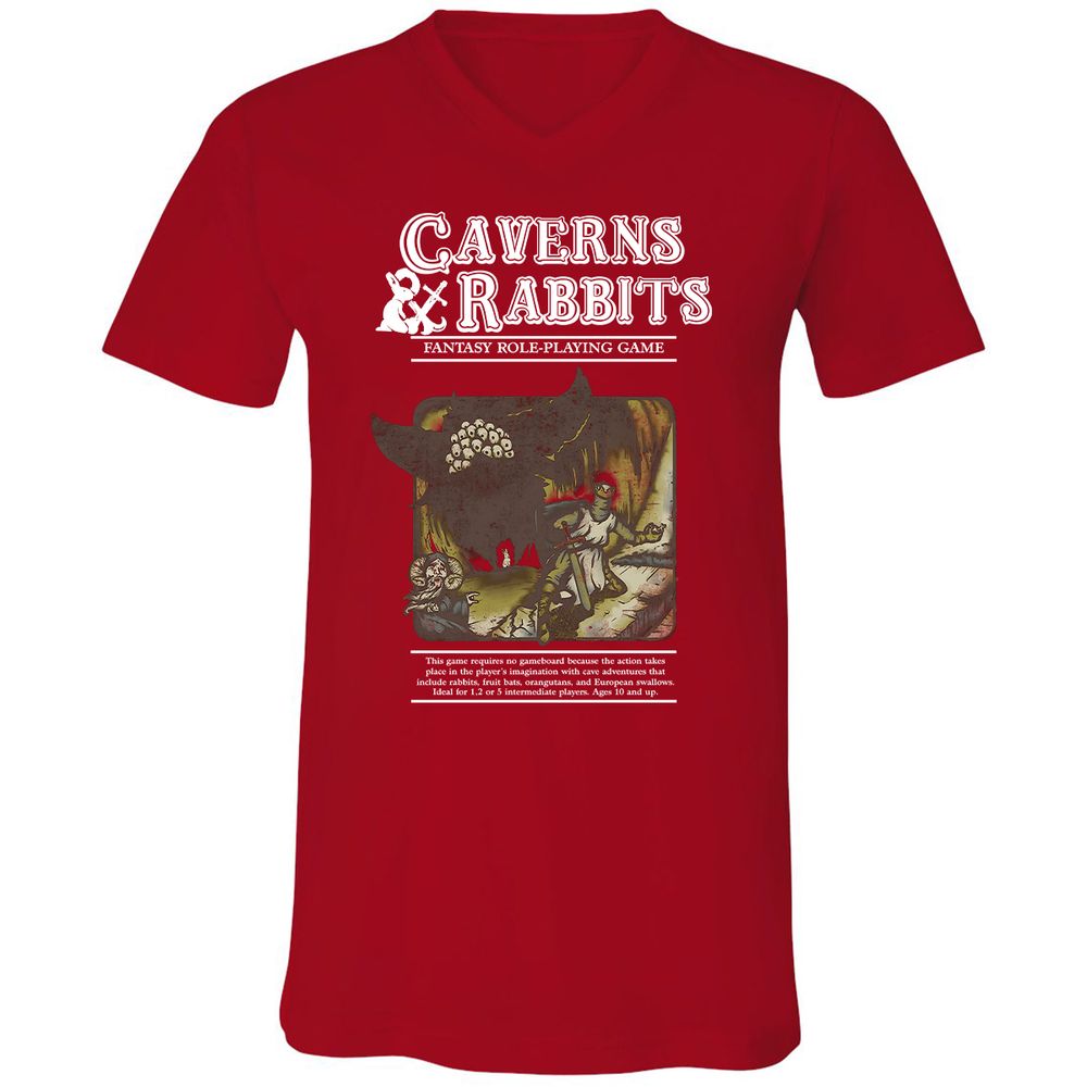 Unisex V-Neck T-Shirt - 8YSVR7MF - Red - 3