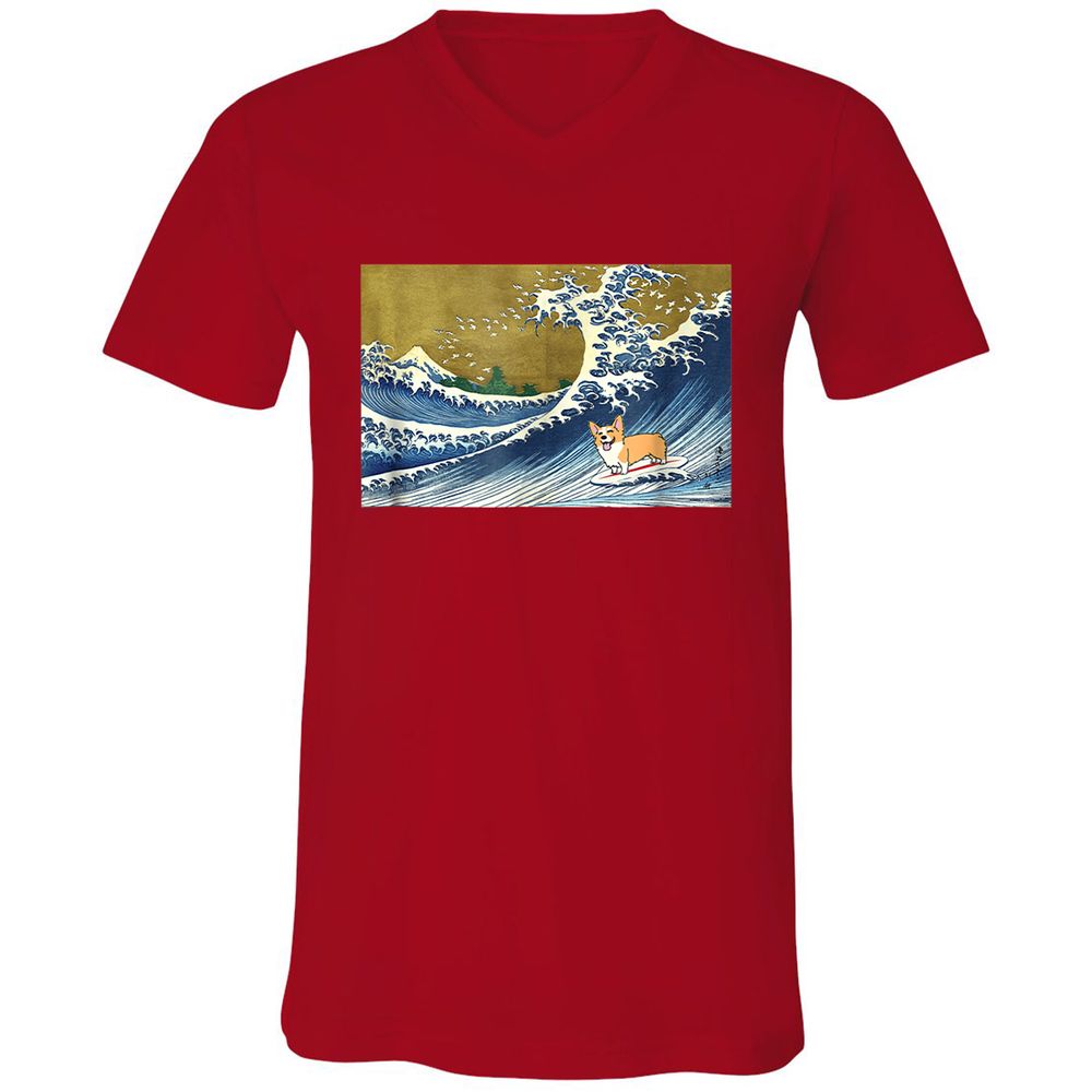 Unisex V-Neck T-Shirt - 6ENFTGNP - Red - 3