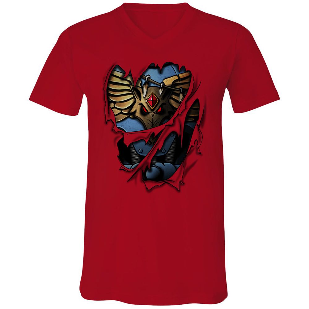 Unisex V-Neck T-Shirt - 1D56HJA3 - Red - 3