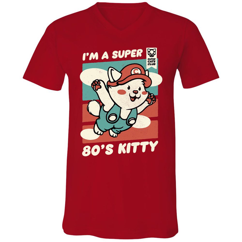 Unisex V-Neck T-Shirt - TG77YGVV - Red - 3