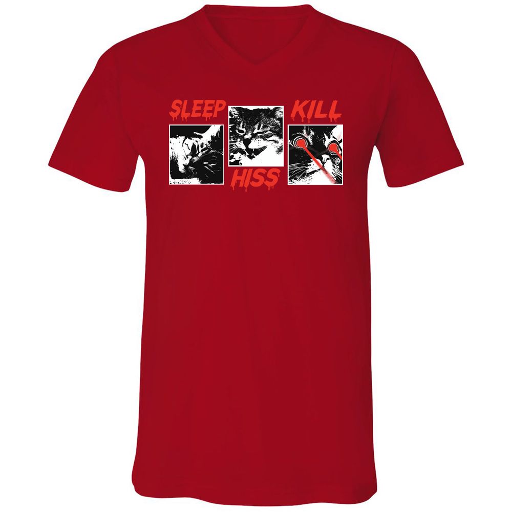 Unisex V-Neck T-Shirt - BXA9SEL9 - Red - 3