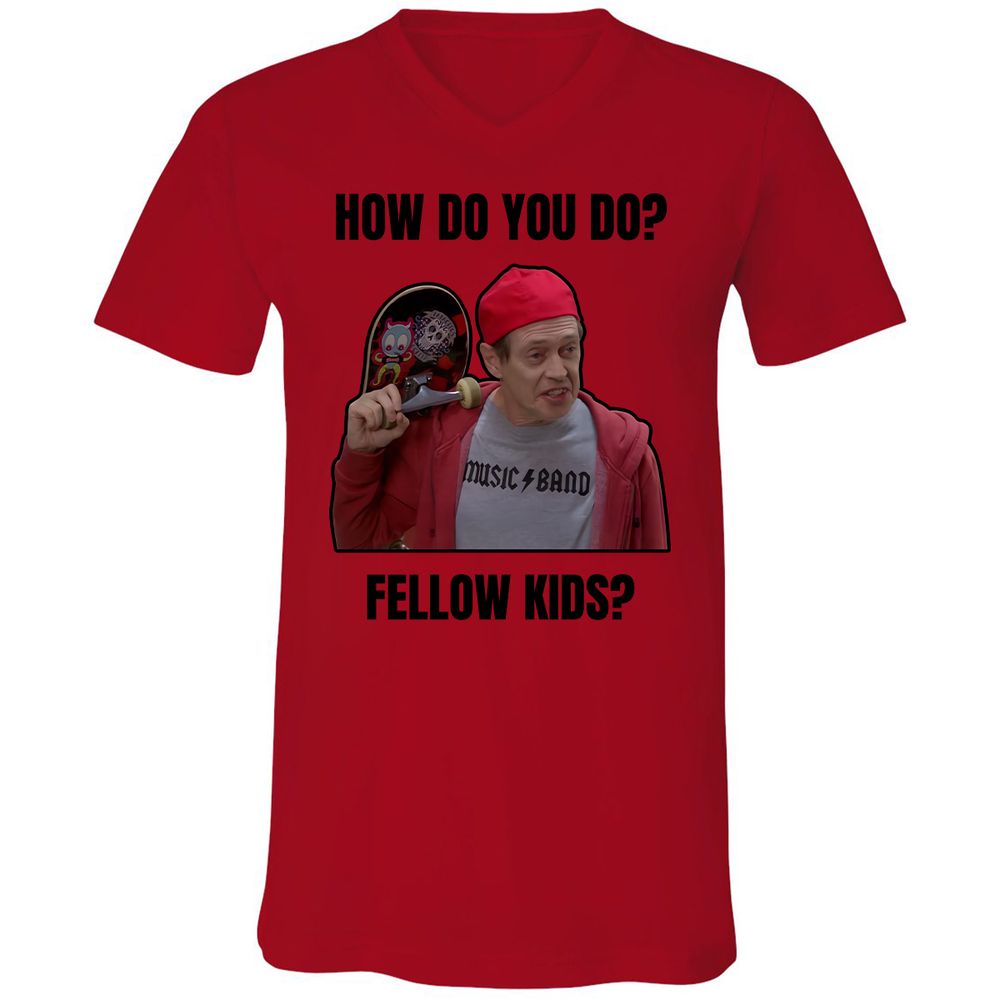 Unisex V-Neck T-Shirt - VZ7V1HP4 - Red - 3
