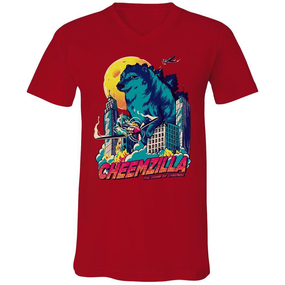 Unisex V-Neck T-Shirt - ZCZVVDDN - Red - 3