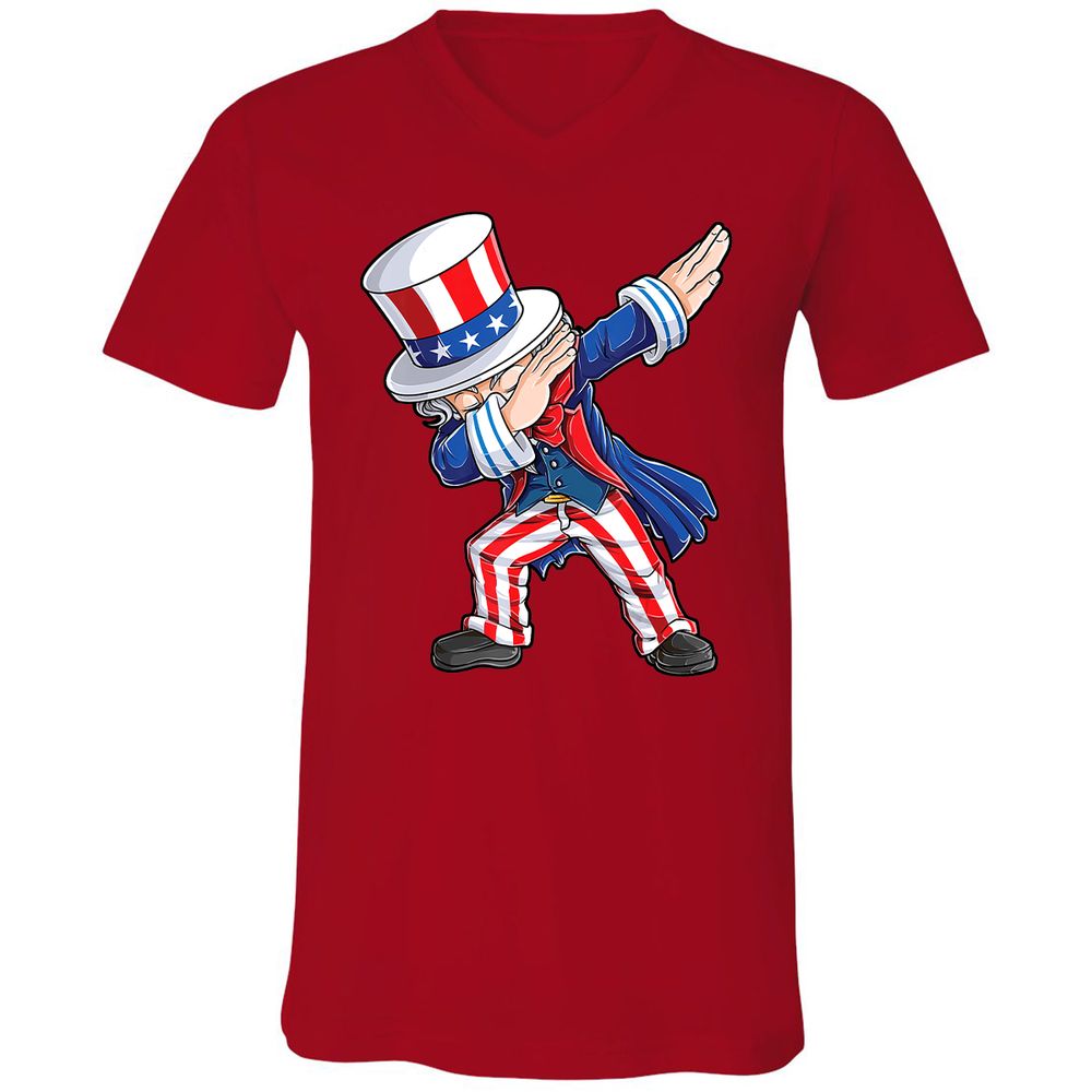 Unisex V-Neck T-Shirt - 9BWZB4LC - Red - 3
