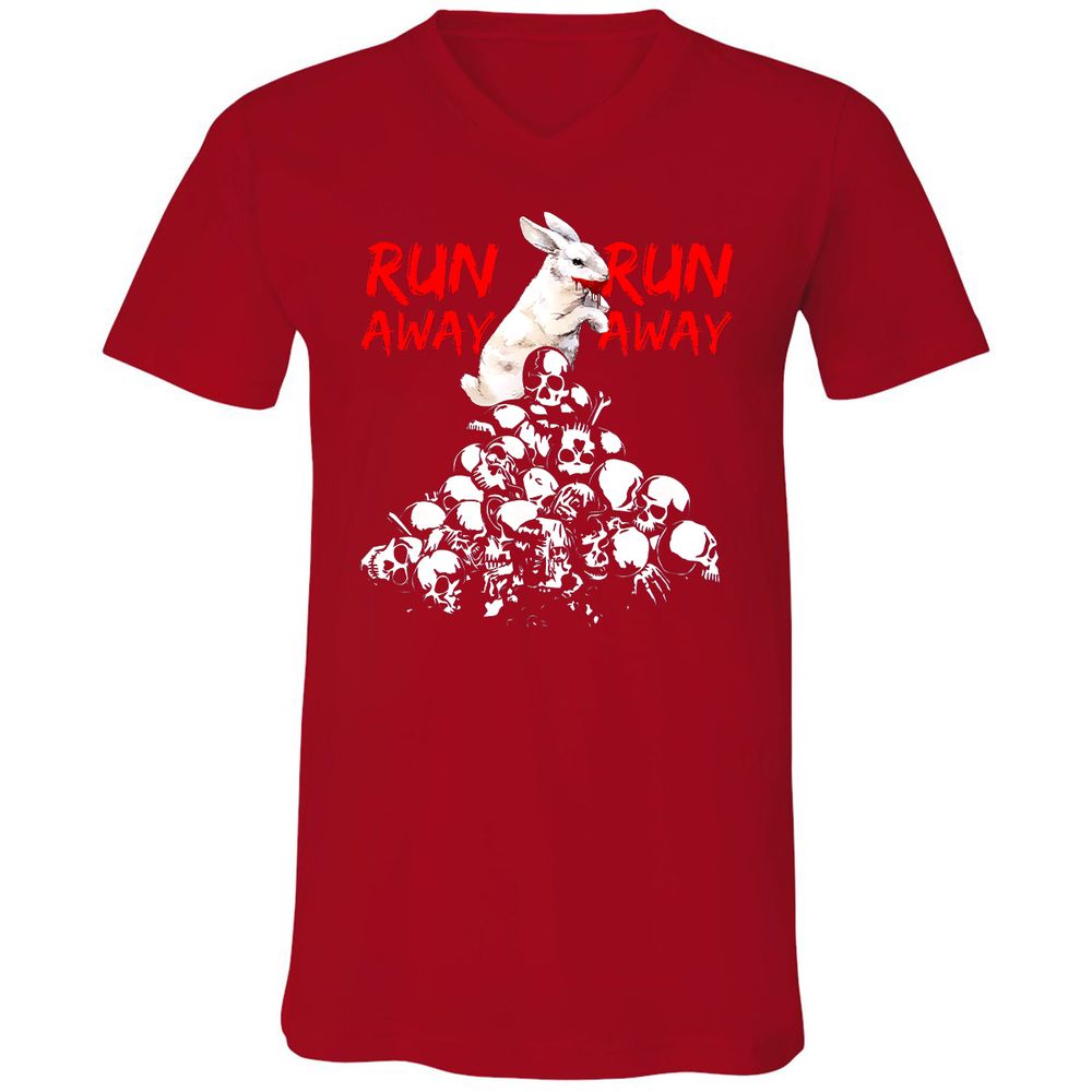 Unisex V-Neck T-Shirt - ZAJ4UGX3 - Red - 3