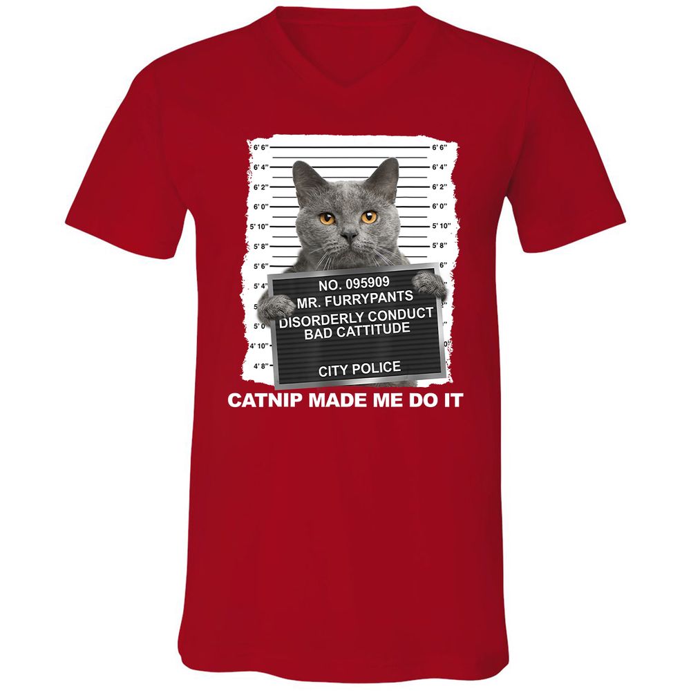 Unisex V-Neck T-Shirt - XZKU45LK - Red - 3