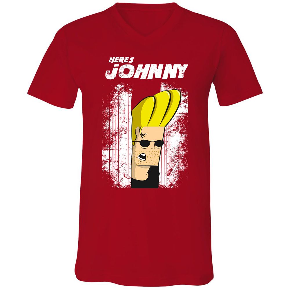 Unisex V-Neck T-Shirt - LG8QZY8F - Red - 3