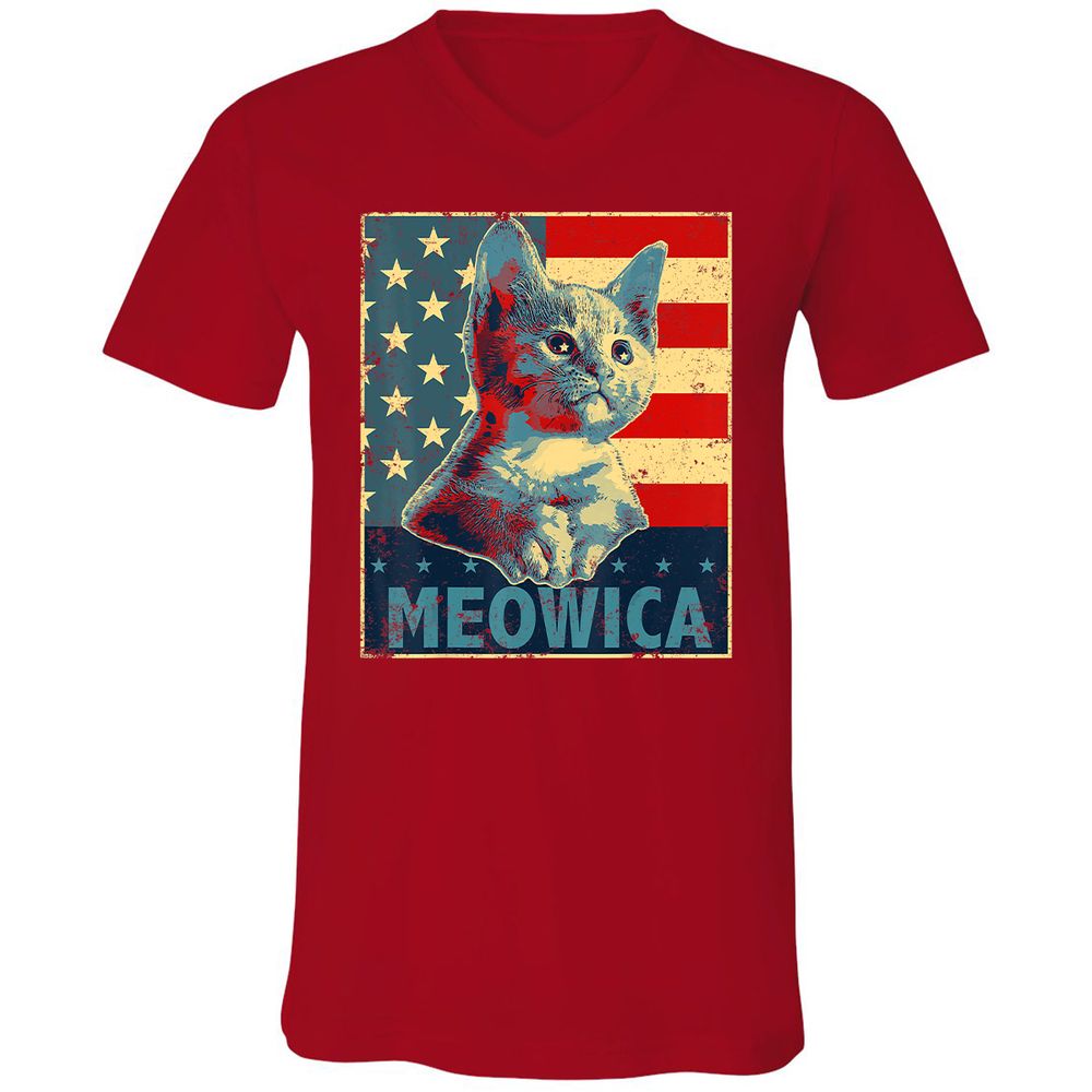 Unisex V-Neck T-Shirt - Z6EFX86C - Red - 3