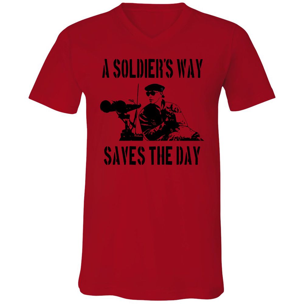 Unisex V-Neck T-Shirt - 7JSE4CU5 - Red - 3