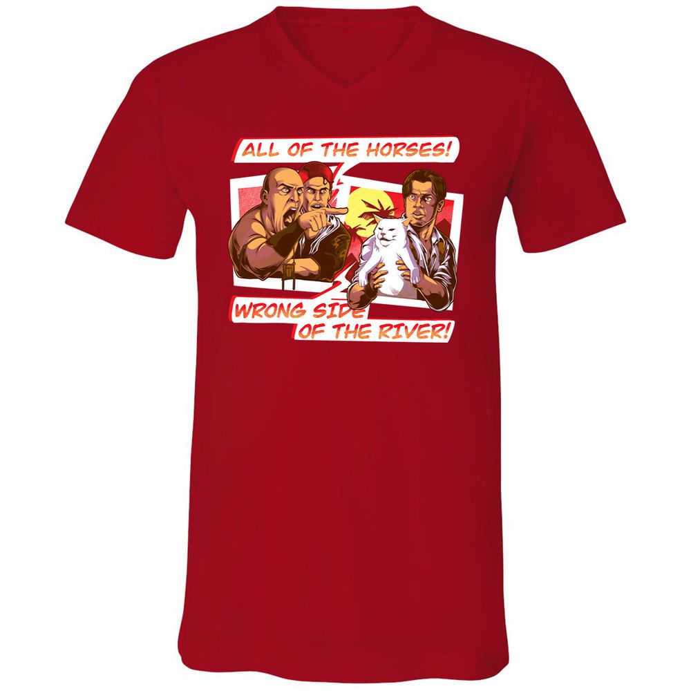 Unisex V-Neck T-Shirt - AZ8CQ8NF - Red - 3