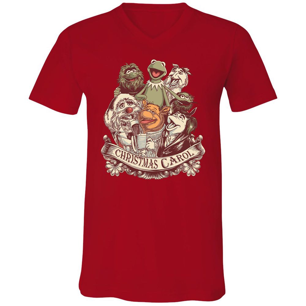 Unisex V-Neck T-Shirt - P4CERMPR - Red - 3