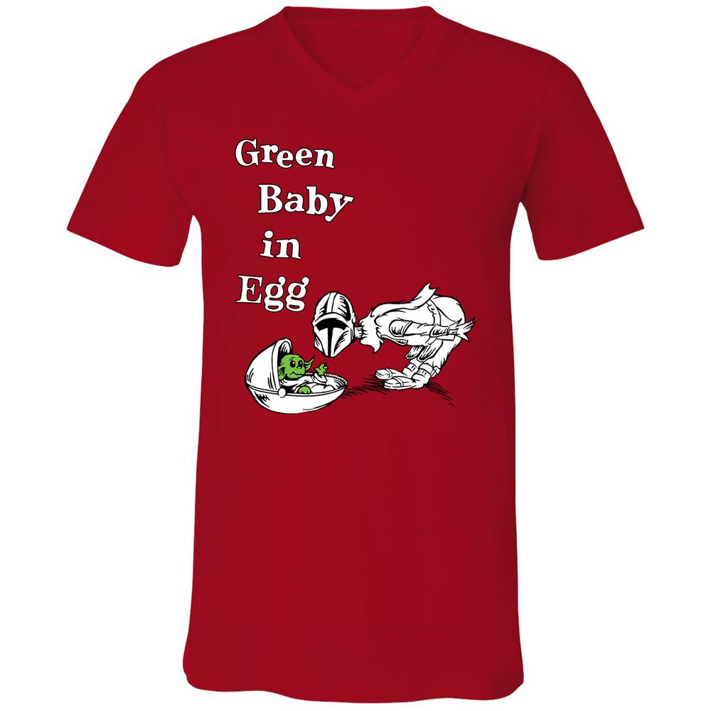 Unisex V-Neck T-Shirt - X76LAN55 - Red - 3