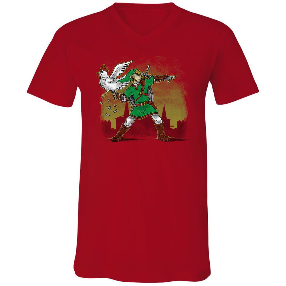 Unisex V-Neck T-Shirt - 22X2TYXZ - Red - 3