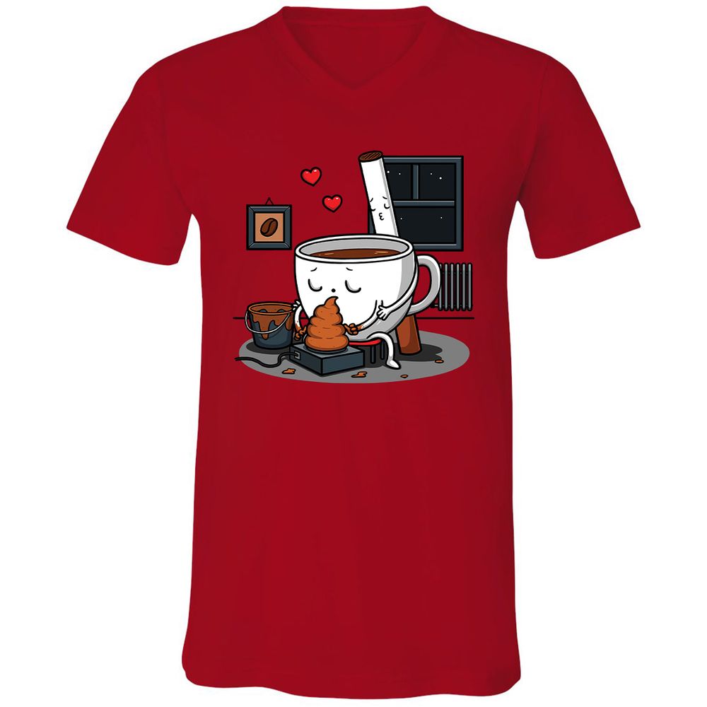 Unisex V-Neck T-Shirt - UFUZXEHZ - Red - 3