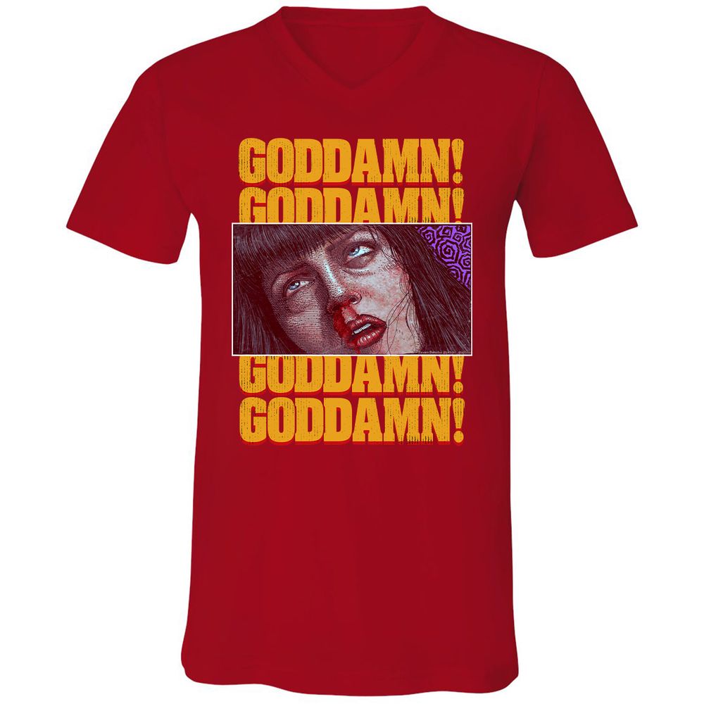 Unisex V-Neck T-Shirt - A4VPZZ6E - Red - 3