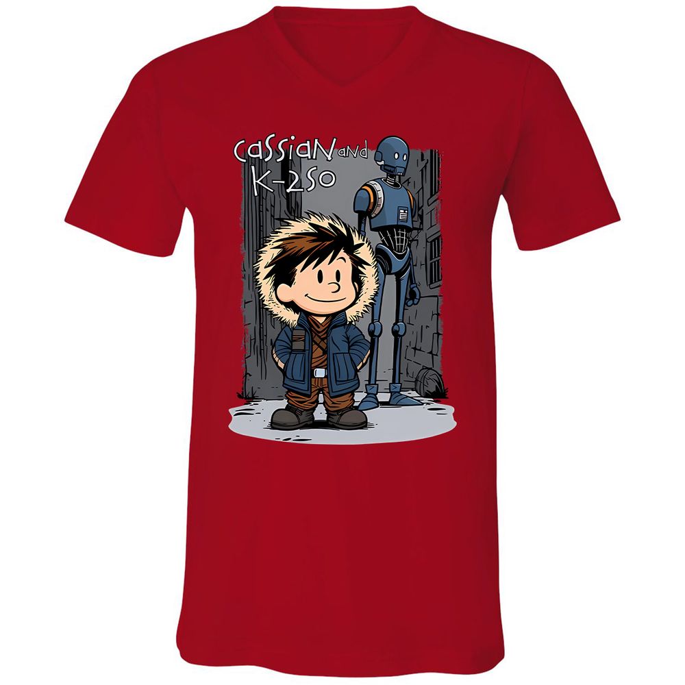 Unisex V-Neck T-Shirt - 7XF8XK8F - Red - 3