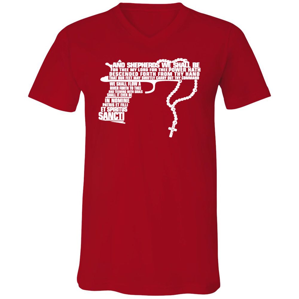 Unisex V-Neck T-Shirt - 41C1GSBZ - Red - 3