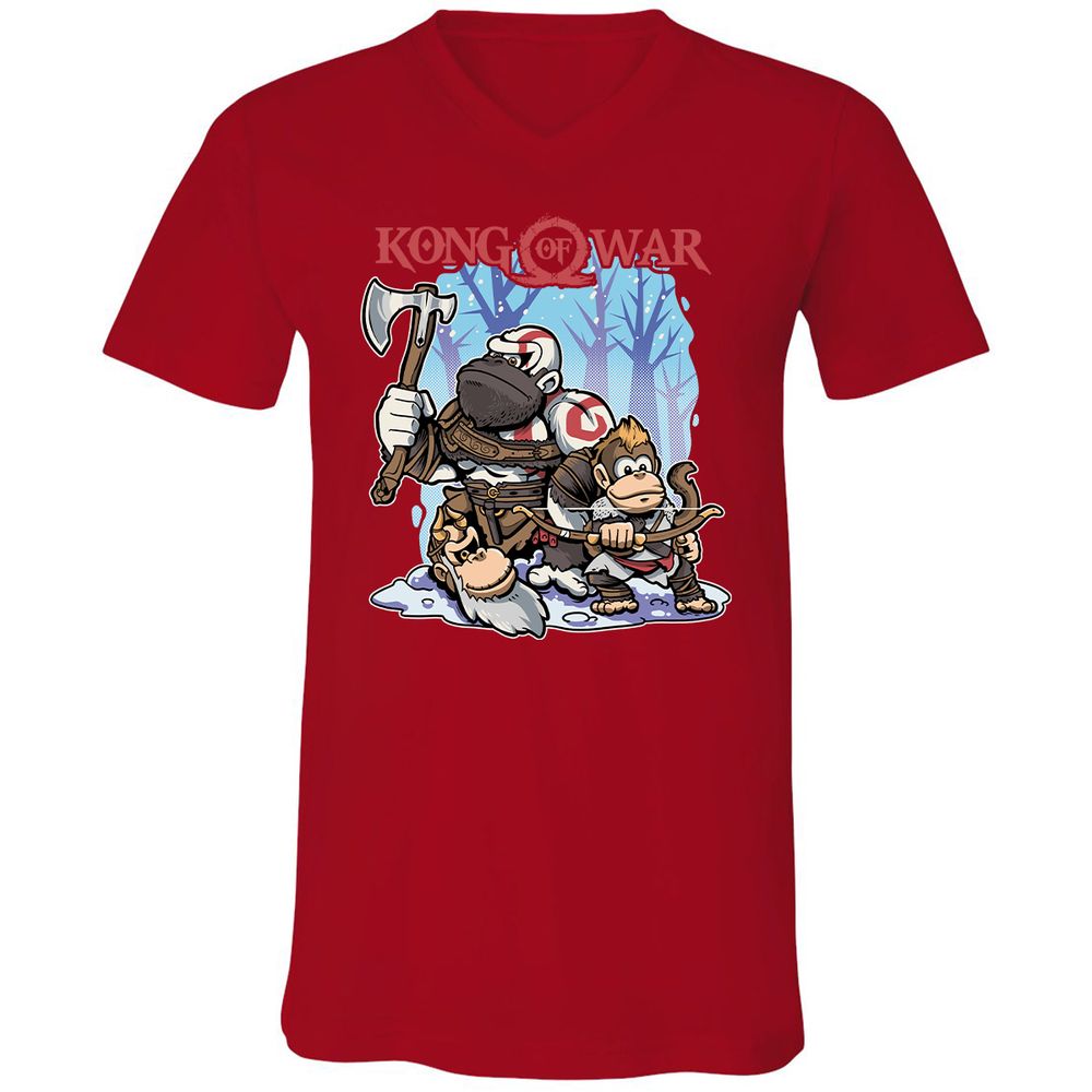 Unisex V-Neck T-Shirt - QL5ATRXK - Red - 3