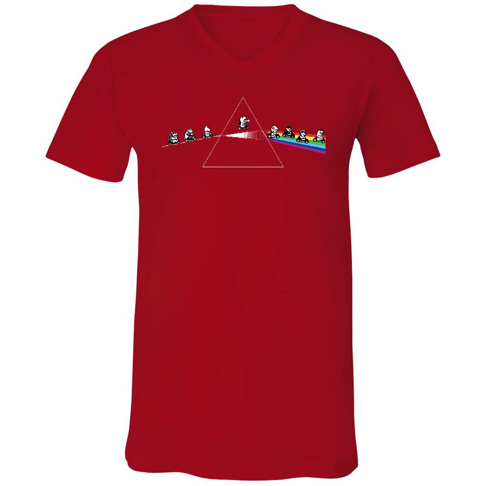 Unisex V-Neck T-Shirt - 6E3X2CED - Red - 3