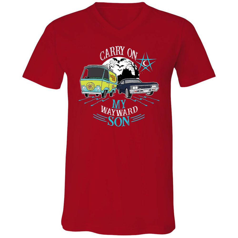 Unisex V-Neck T-Shirt - TZZBD337 - Red - 3