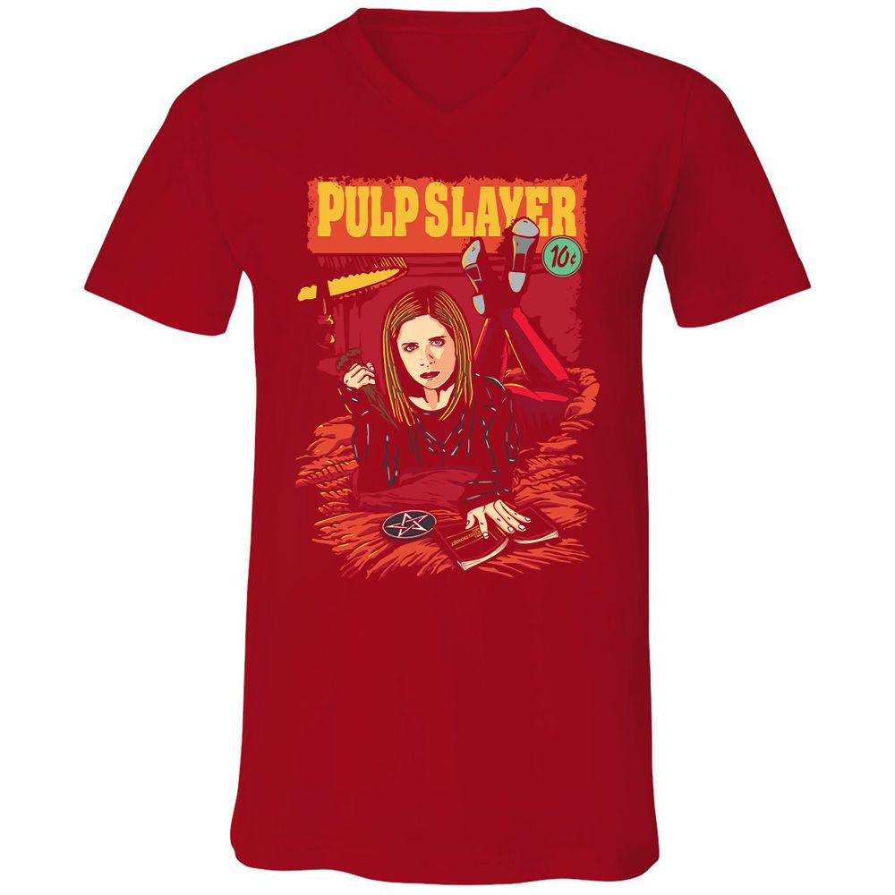 Unisex V-Neck T-Shirt - VH1AD7EJ - Red - 3