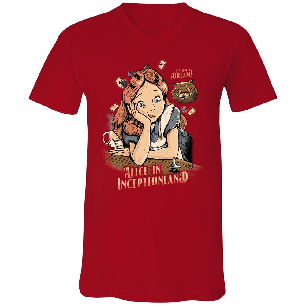 Unisex V-Neck T-Shirt - E7VHG5SV - Red - 3